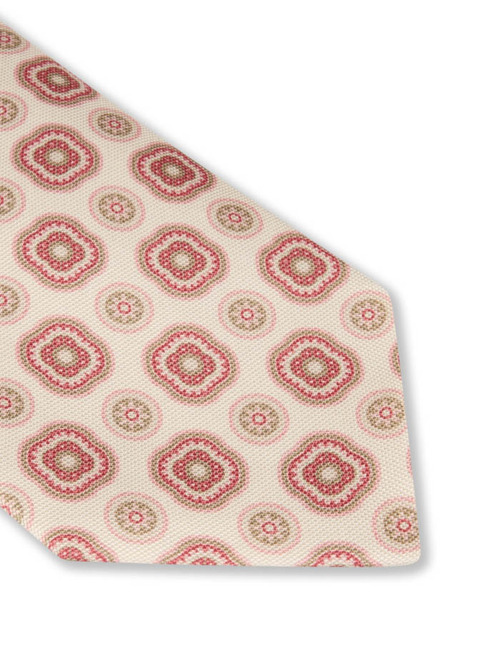 Lichtrode zijden das met medaillonpatroon