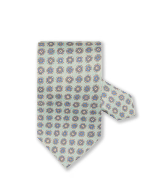 Lichtgroene zijden das met medaillonpatroon