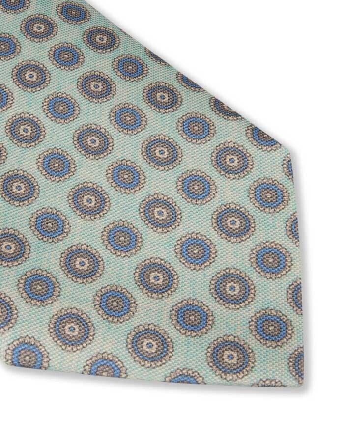 Lichtgroene zijden das met medaillonpatroon