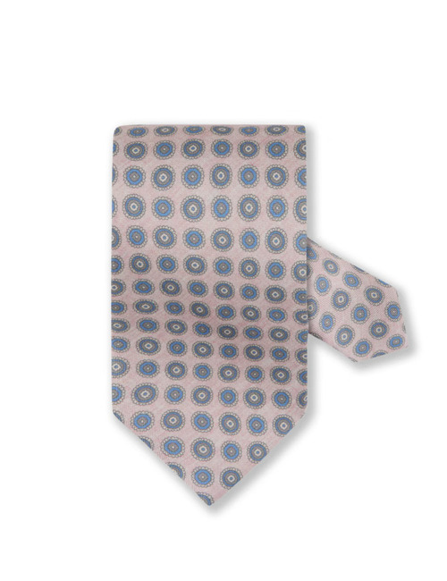 Roze Zijden das met medaillonpatroon