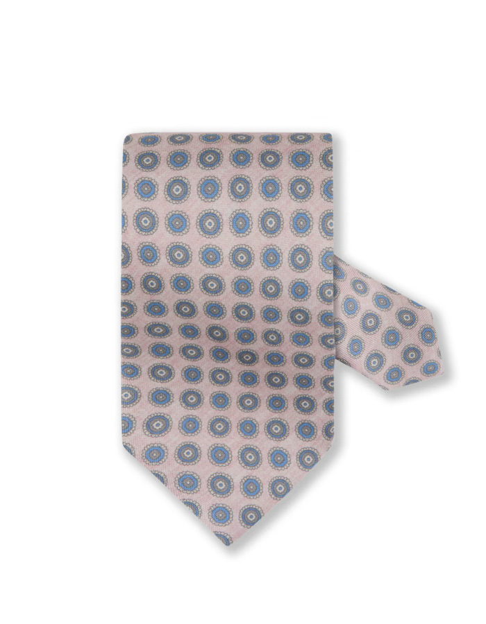 Roze Zijden das met medaillonpatroon