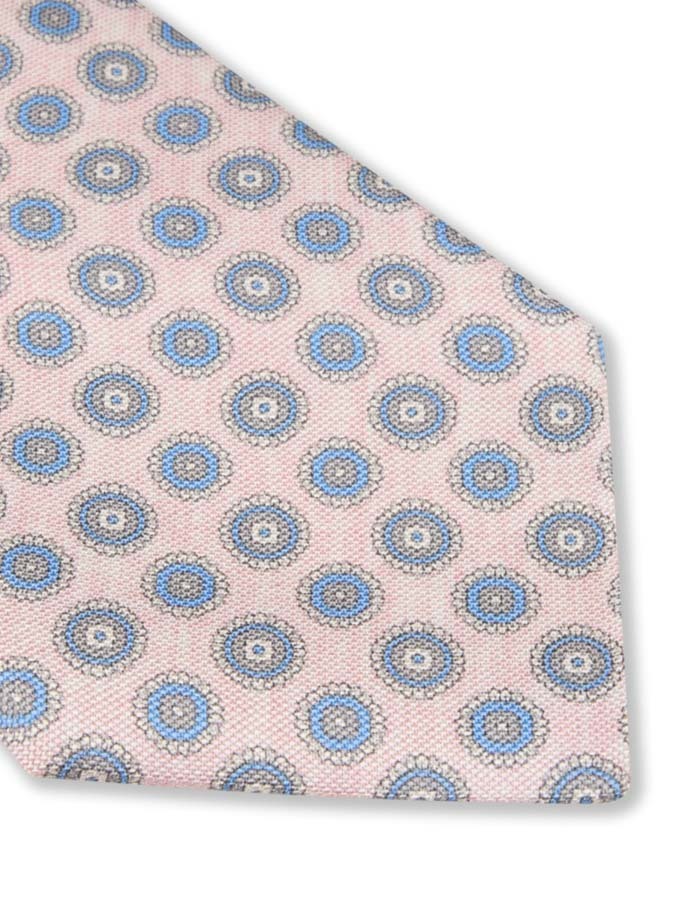 Roze Zijden das met medaillonpatroon