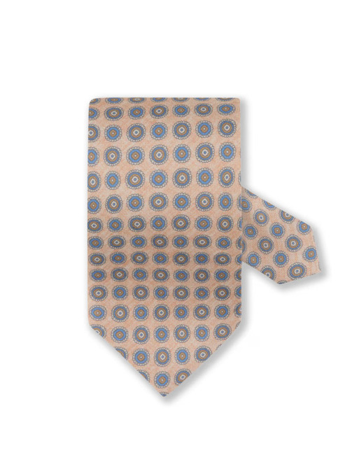 Lichtoranje zijden das met medaillonpatroon