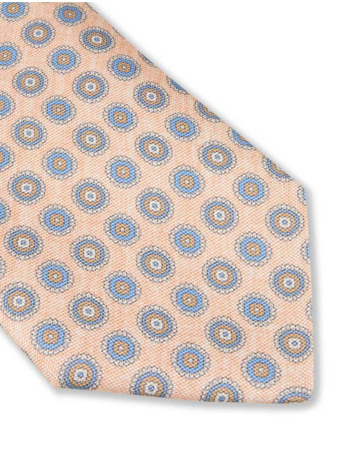 Lichtoranje zijden das met medaillonpatroon