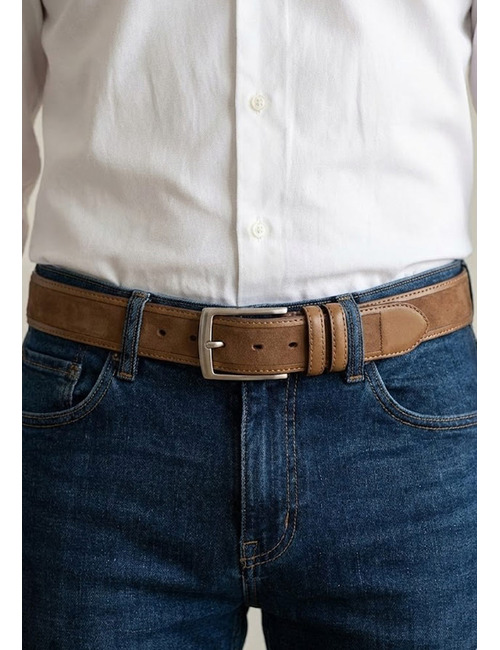 Bruine suède lederen riem