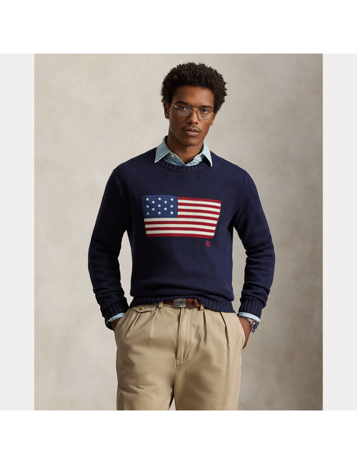Iconische katoenen trui met vlagmotief