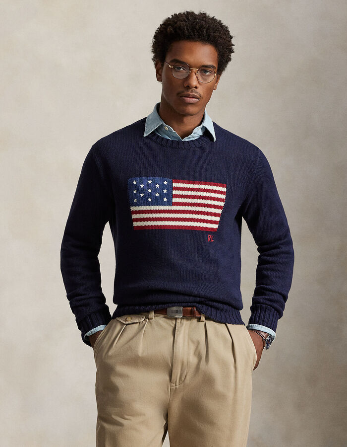Iconische katoenen trui met vlagmotief