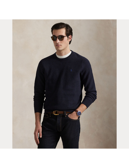 Mesh-knit katoenen trui met ronde hals