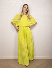  groene plissé jurk met ceintuur