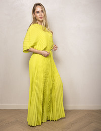  groene plissé jurk met ceintuur