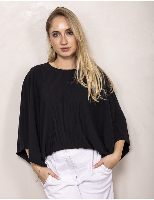 Twinset korte mouw bloes zwart