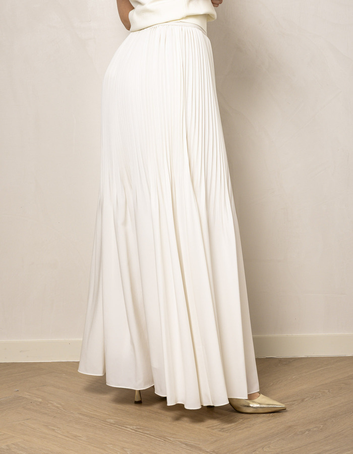 Ecru plissé maxi rok