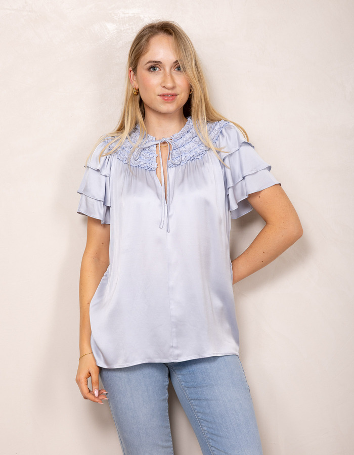 Ibana korte mouw bloes blauw