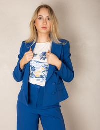 Blauwe getailleerde blazer