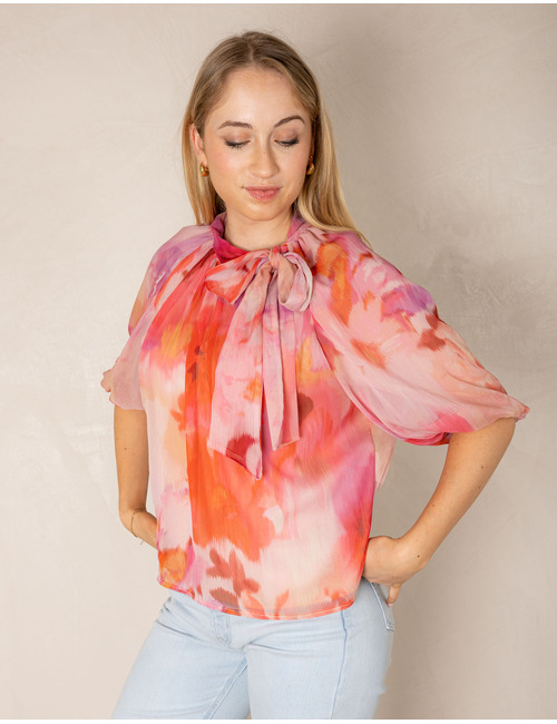 Rinascimento korte mouw bloes roze