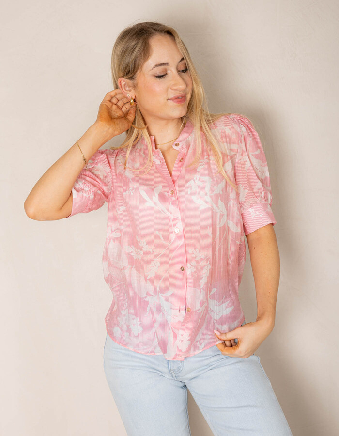 Rinascimento korte mouw bloes roze