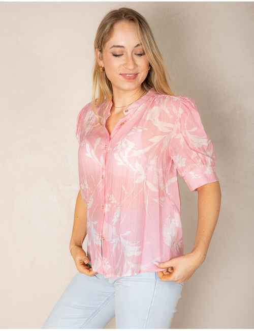 Rinascimento korte mouw bloes roze