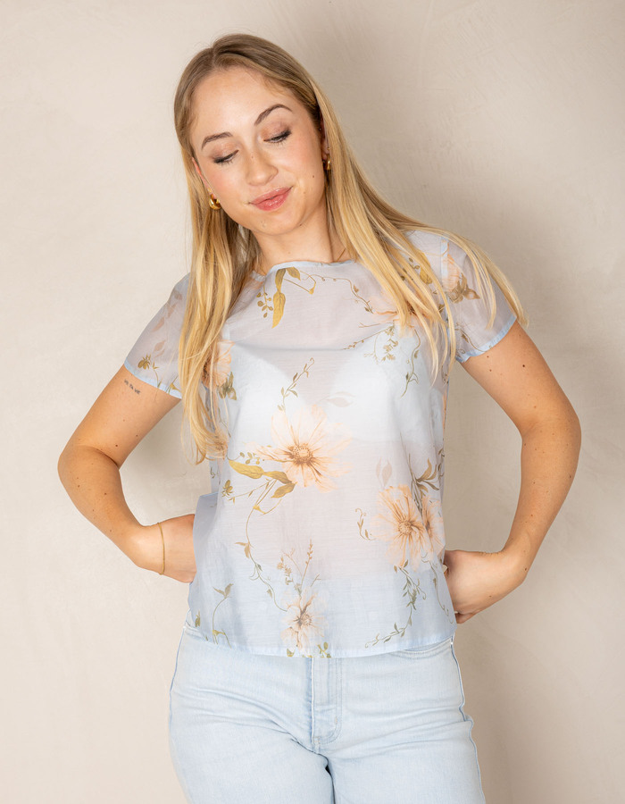 Rinascimento korte mouw bloes blauw