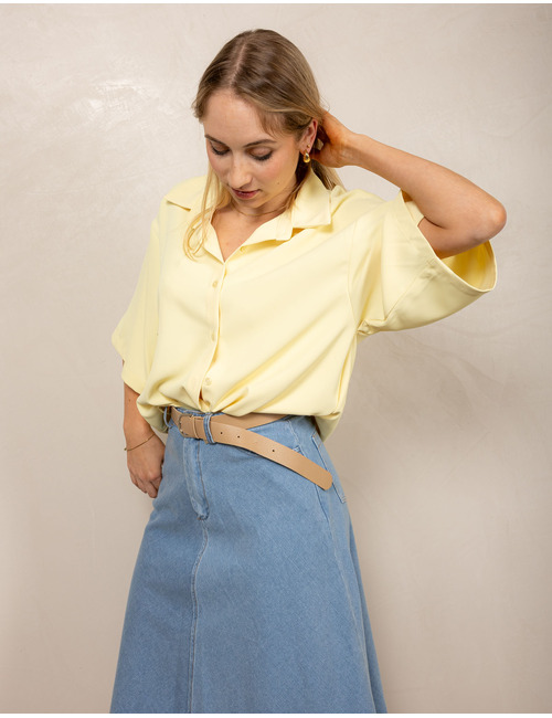 Amelie Amelie korte mouw bloes geel