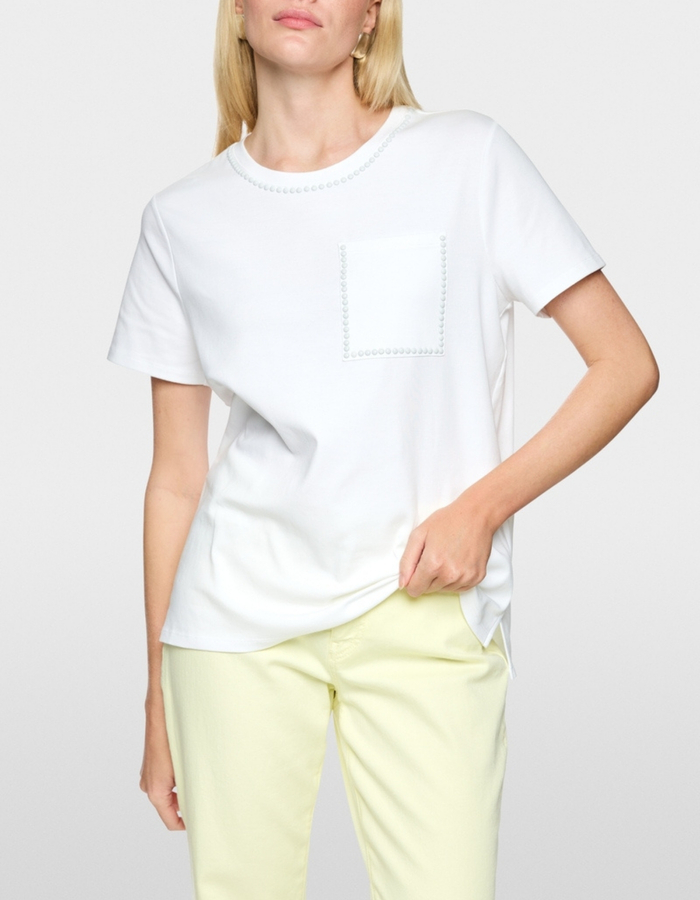 Losvallend shirt van stretchkatoen met studs