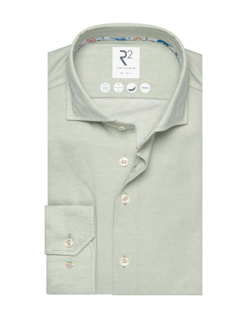 R2 modern fit hemd groen
