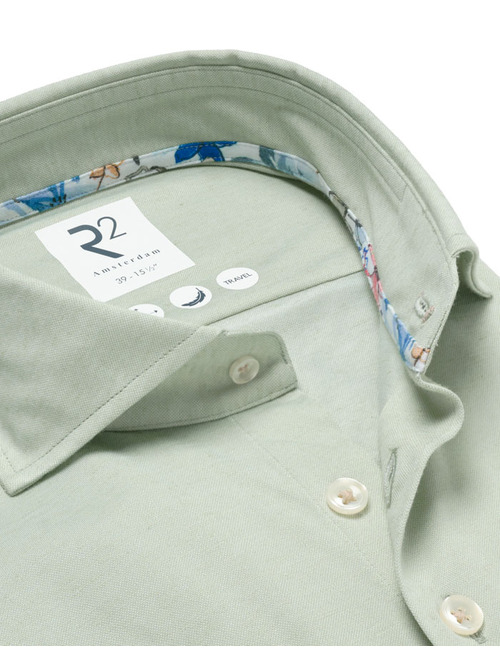 R2 modern fit hemd groen