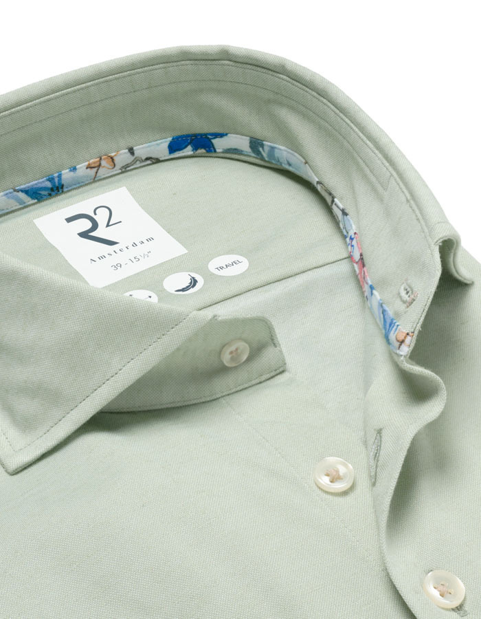R2 modern fit hemd groen
