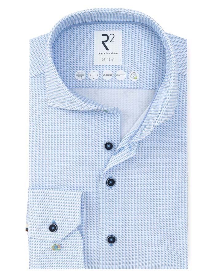 R2 modern fit hemd blauw