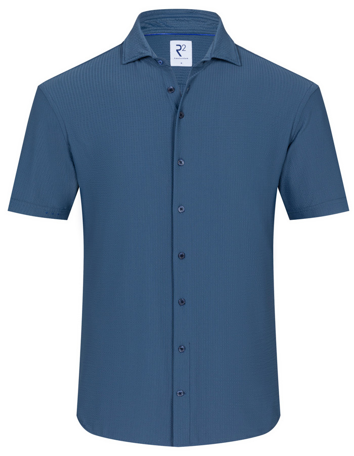 R2 hemd met korte mouw navy
