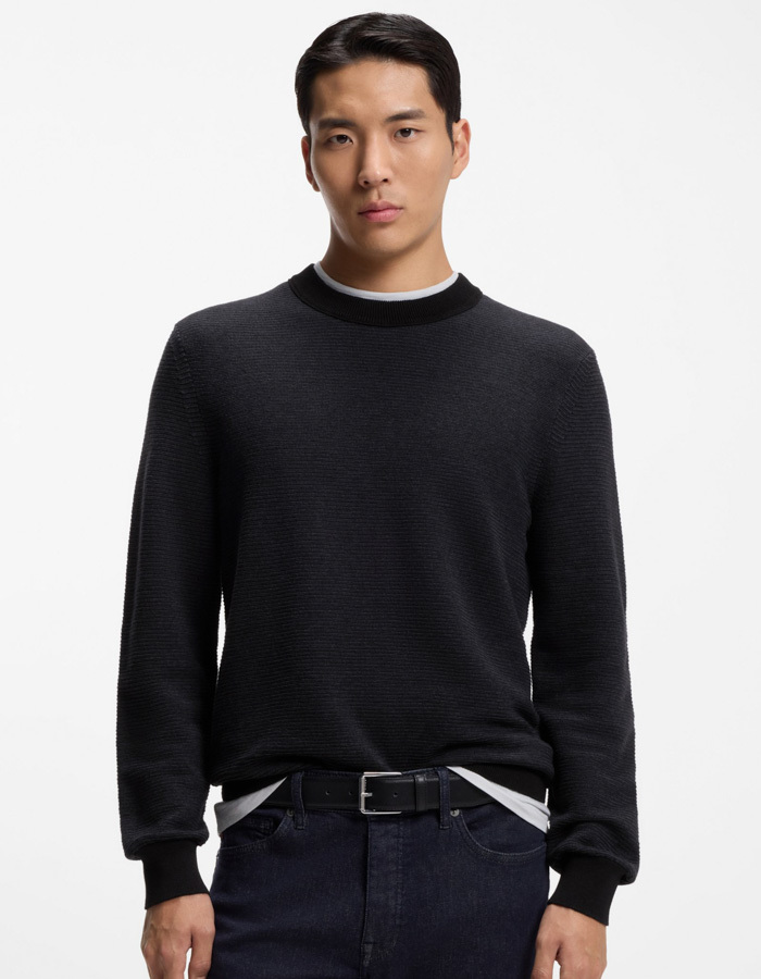 Gebreide trui van katoenmix met moulinéstructuur