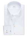 Wit twill hemd met contrastdetails en regular pasvorm