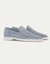 Baby blue Yacht loafers van suède