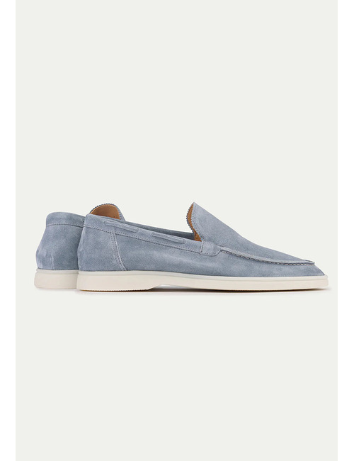 Baby blue Yacht loafers van suède
