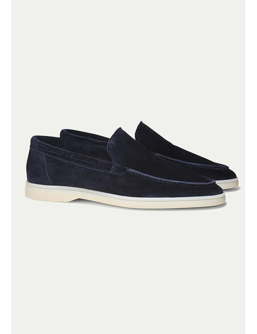 Navy Yacht loafers van suède