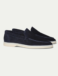 Navy Yacht loafers van suède