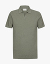 Regular fit open collar polo in mid green