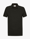 Regular fit open collar polo in dark brown