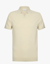 Regular fit open collar polo in off white