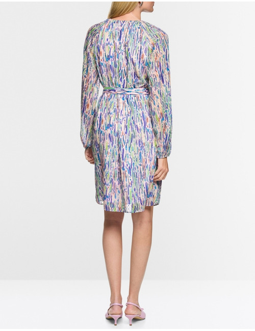 Jurk met strikceintuur en confettiprint