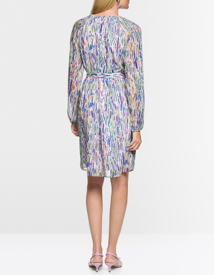 Jurk met strikceintuur en confettiprint