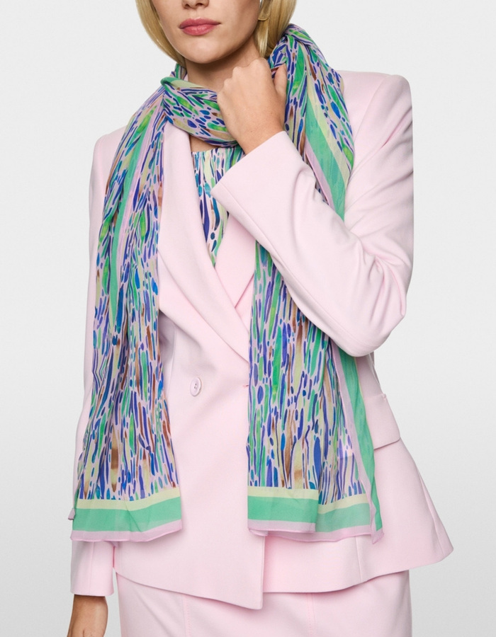 Bedrukte zijden sjaal met subtiele glans