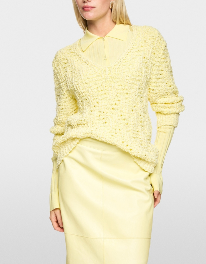 Chunky gebreide trui met V hals