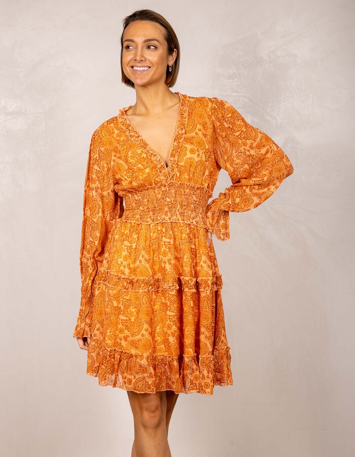 Ibana kort kleed oranje