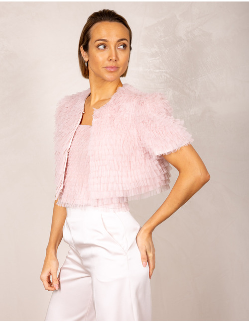 Twinset korte mouw bloes roze