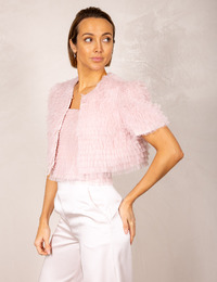 Twinset korte mouw bloes roze