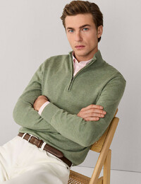 Katoen-zijde trui met halve rits