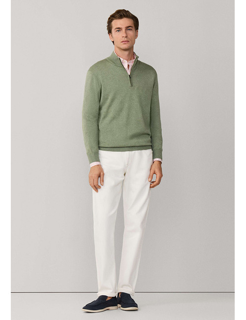 Katoen-zijde trui met halve rits