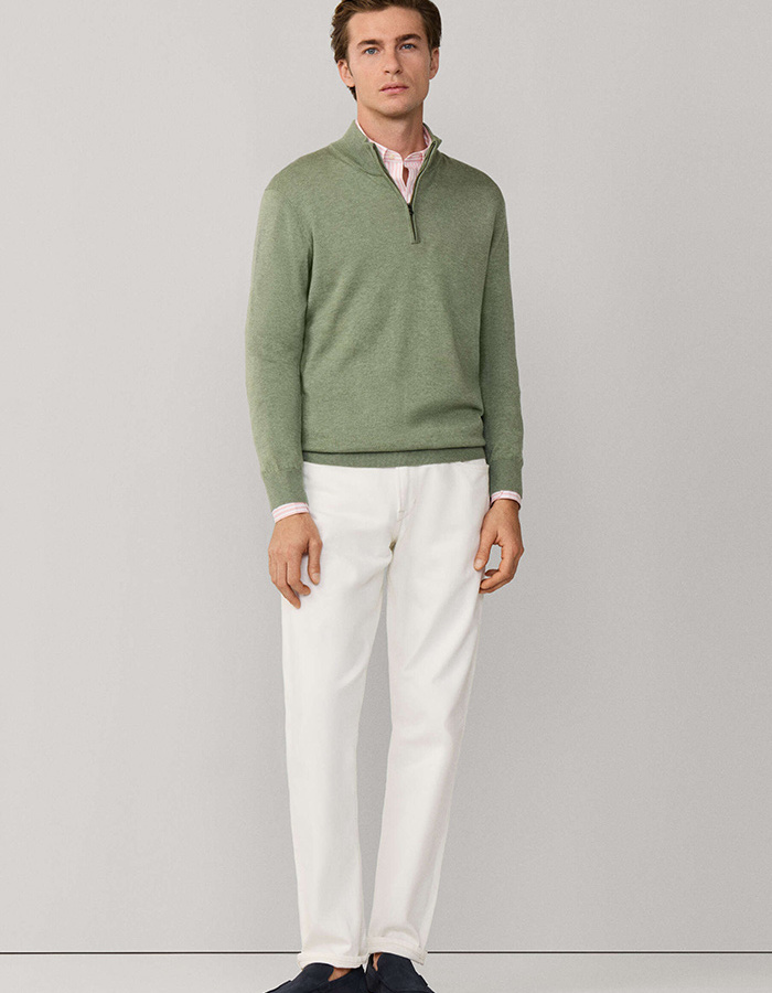 Katoen-zijde trui met halve rits