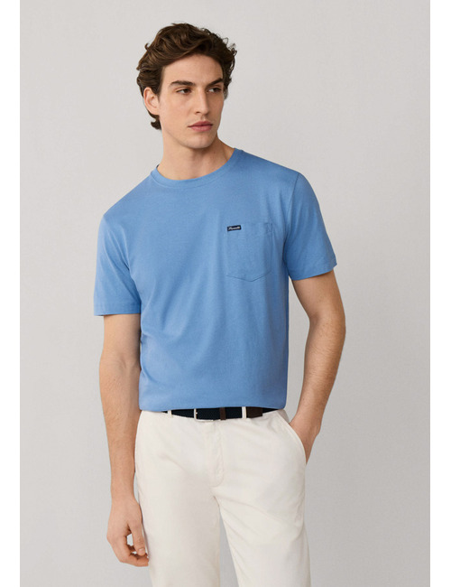 T-shirt met borstzak en regular fit