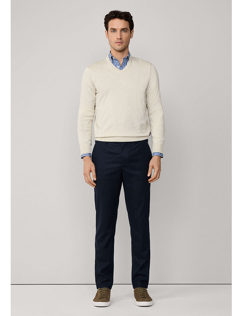 Katoen-zijde trui met V-hals